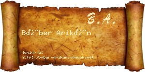 Báber Arikán névjegykártya